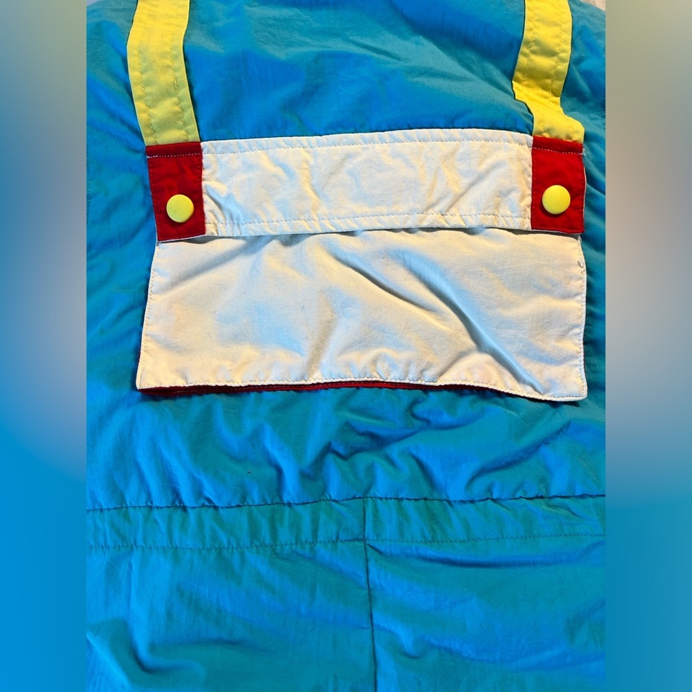 Vintage OSSI SKIWEAR SKI SUIT - Kids Size 4 Blue, Yellow, Red - HONG KONG - Picture 9 of 12